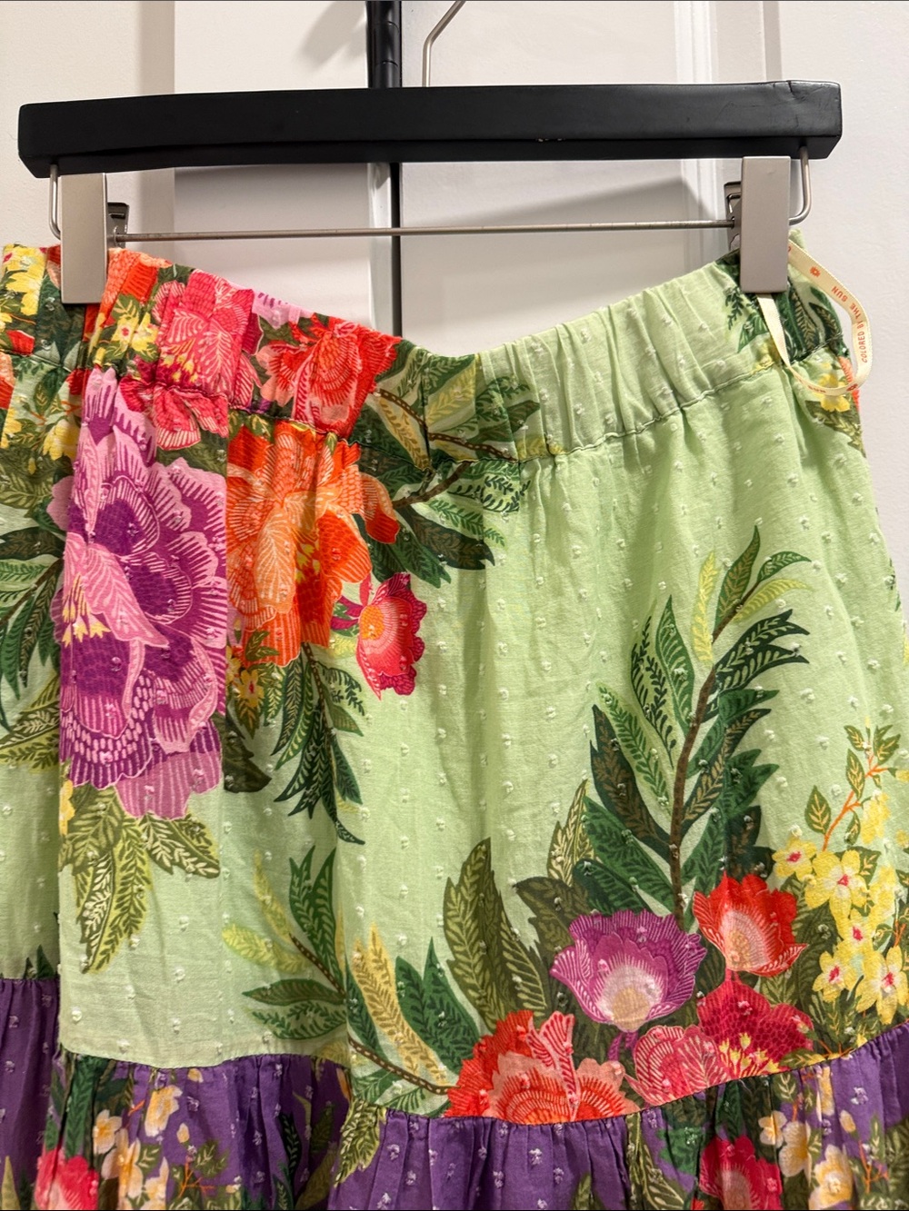 FARM Rio Boho Tiered Floral Maxi Skirt in Pastel Patchwork - Picture 5 of 6